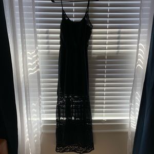 Black lace and sheer maxi dress